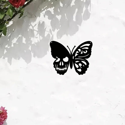 Skull Butterfly Metal Wall Art Decoration Wall Hanging Sign Iron Wall Art