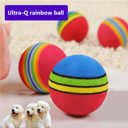 Rainbow Ball Pet Dog Cat Puppy Chew Toys Durable Bite Balls Interactive Training