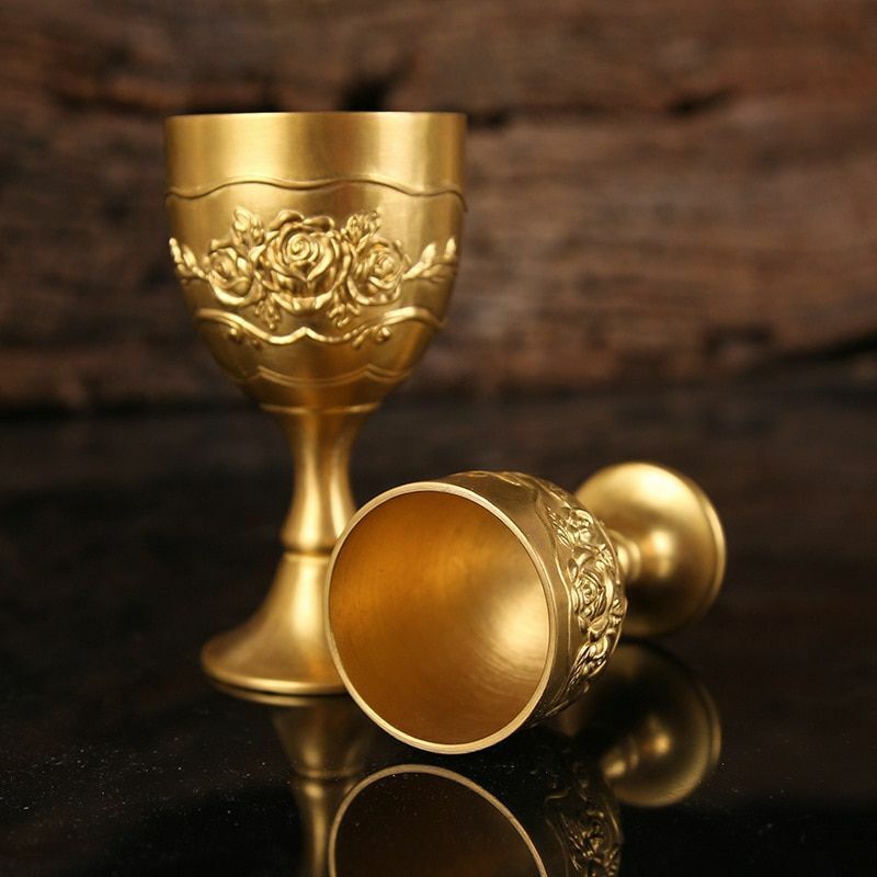 Mini Wine Glass Vodka Goblet Spirit Shot Cup Gold Ancient Tumbler Brass 50/100ml