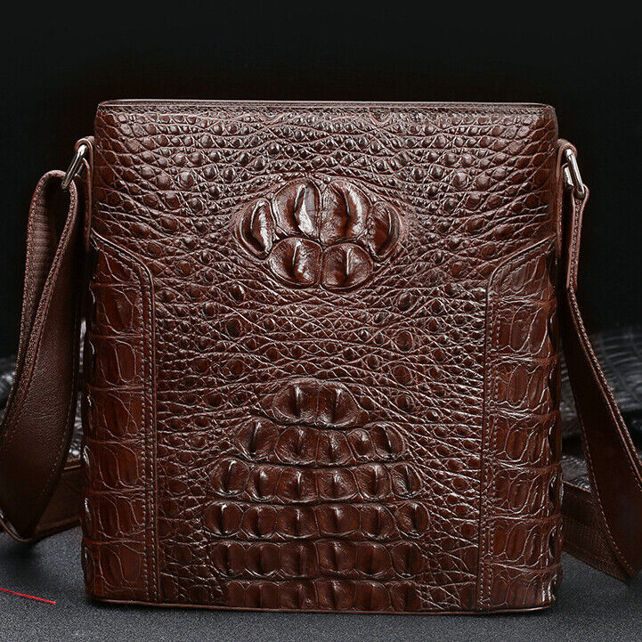 Handcrafted Nile Crocodile Skin Leather Shoulder Messenger bag, Men's Luxury Bag