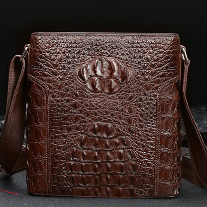 Handcrafted Nile Crocodile Skin Leather Shoulder Messenger bag, Men's Luxury Bag