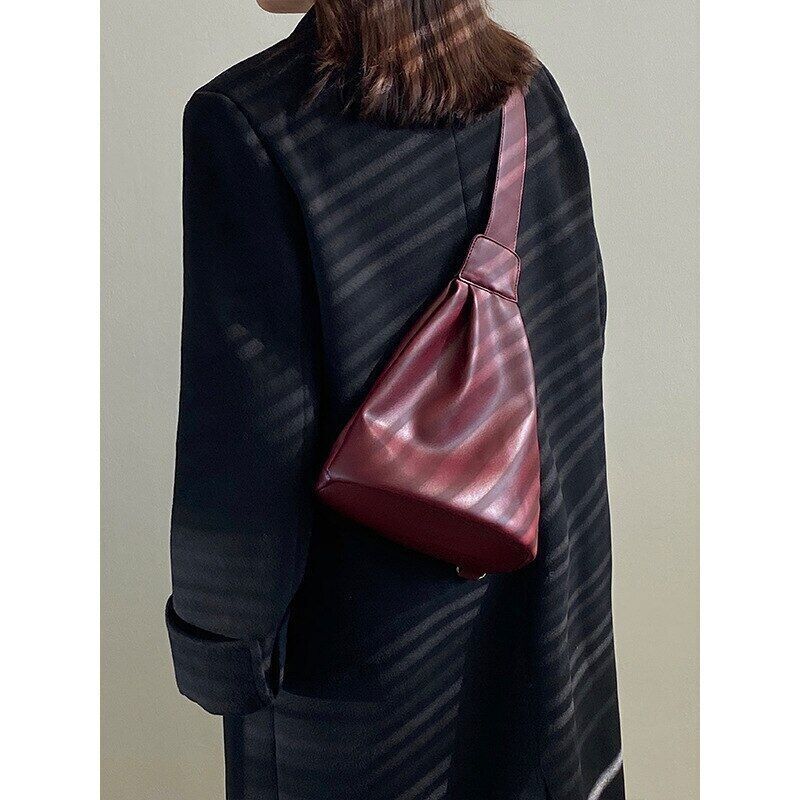 Women's Crossbody Bags Chest Bag Female Bag Soft Leather Bucket Bag