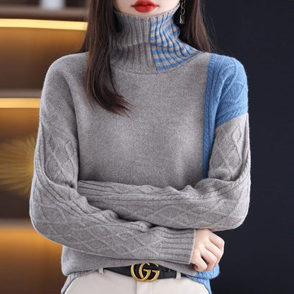 Women's Sweaters Long Sleeve Thick Pullover 100% Wool Knit Tops Jumper Clothing