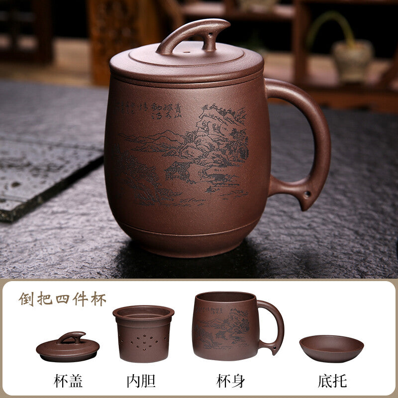 Yixing Purple Clay Tea Cup Original Ore Purple Clay Tea Cup Cup Lid Tea Jar