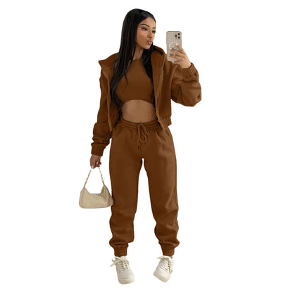 3Piece Sets Women Tracksuit Suit Trouser Set Sweatshirt Sports Sportswear