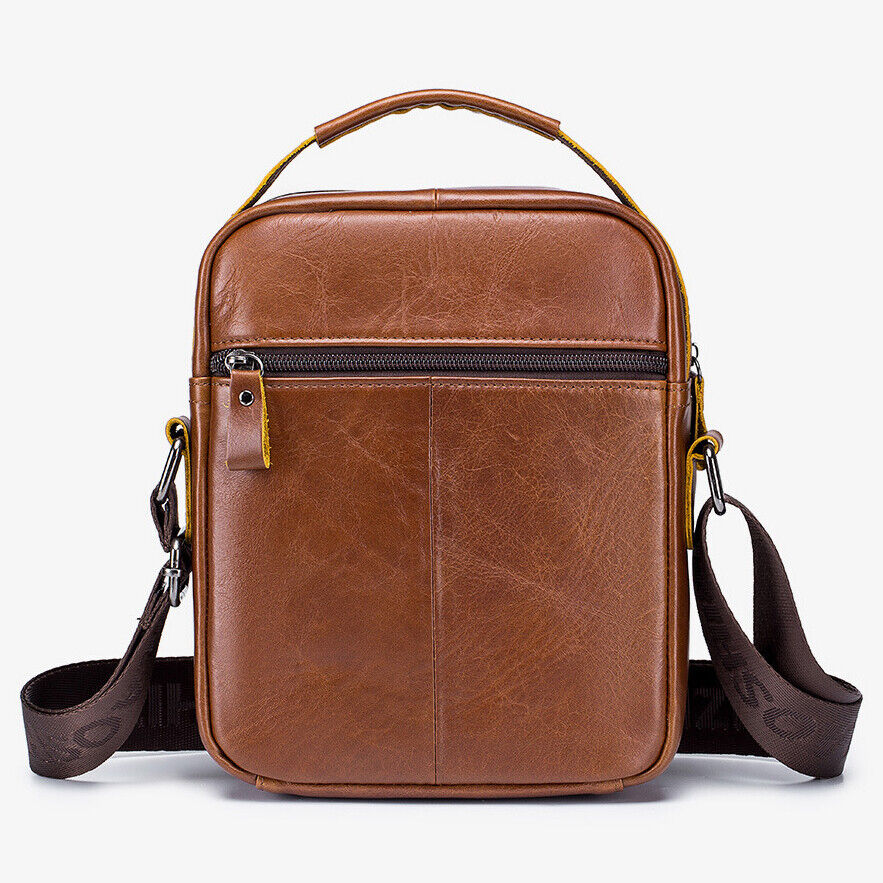 100% Genuine Leather Men's Sling Shoulder/Messenger Bag Business Zipper Handbag