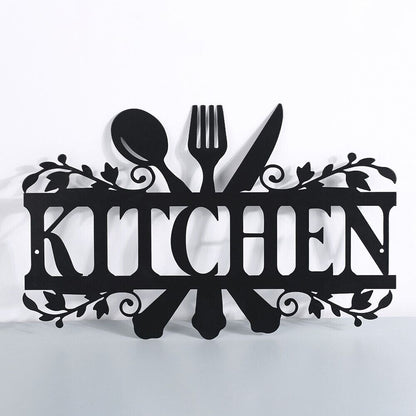 Kitchen Wall Decor Metal Black Letter Art Signs Rustic Plaques Cut Out 35.5x22cm