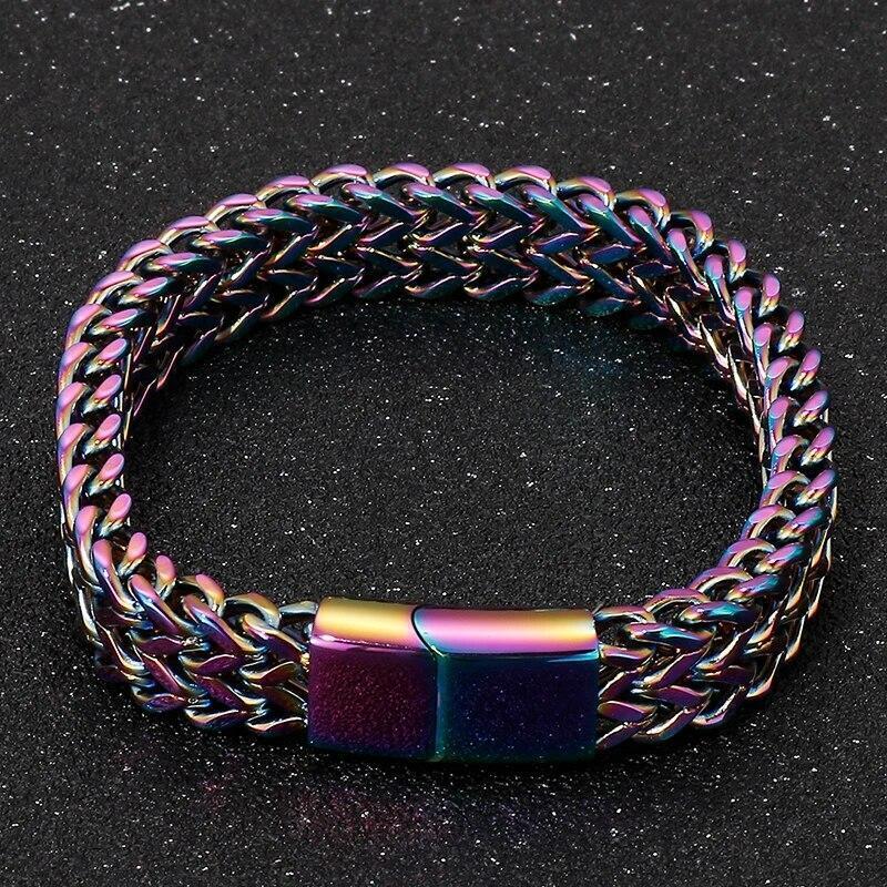 Meshed Woven Stainless Steel Bracelet Curb Chain Cuban Link Wristband Men Women