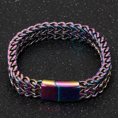 Meshed Woven Stainless Steel Bracelet Curb Chain Cuban Link Wristband Men Women