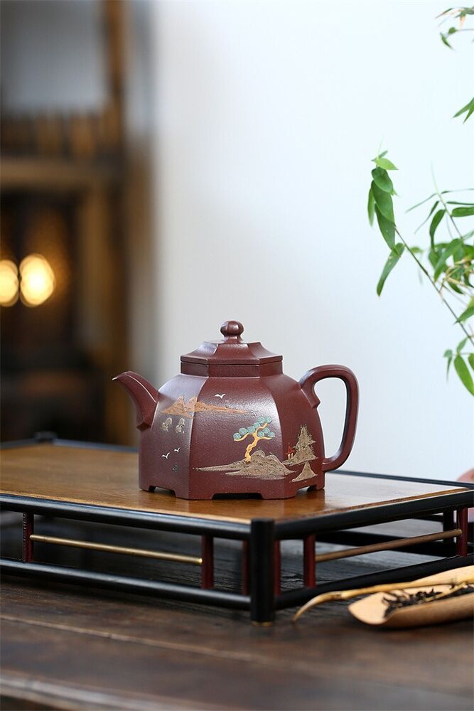 260cc Chinese Yixing Handmade Purple Sand Tea Pot Di High Definition Clay Gongdengfu Tea Pot-