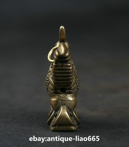 34MM Small Curio Chinese Bronze Zodiac Animal Rooster Cock Money Wealth Pendant