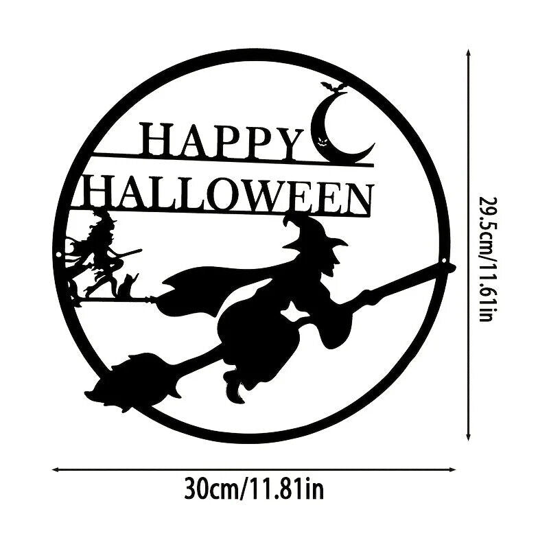 Iron Witch Metal Witch Hanger Evil Decoration,Happy Decoration Halloween Door