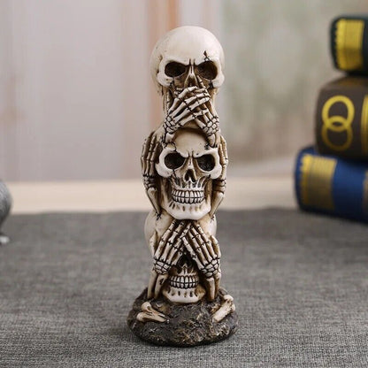 3D Skull Statue Resin Sculptures Decoration Home Desk Fish Tank Ornaments 6x19cm