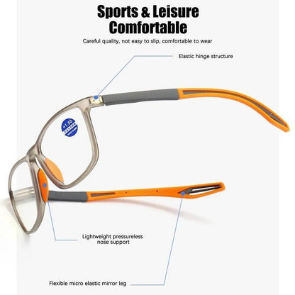 Men TR90 Anti-blue Light Square Reading Glasses Sport Lightweight Glasses New