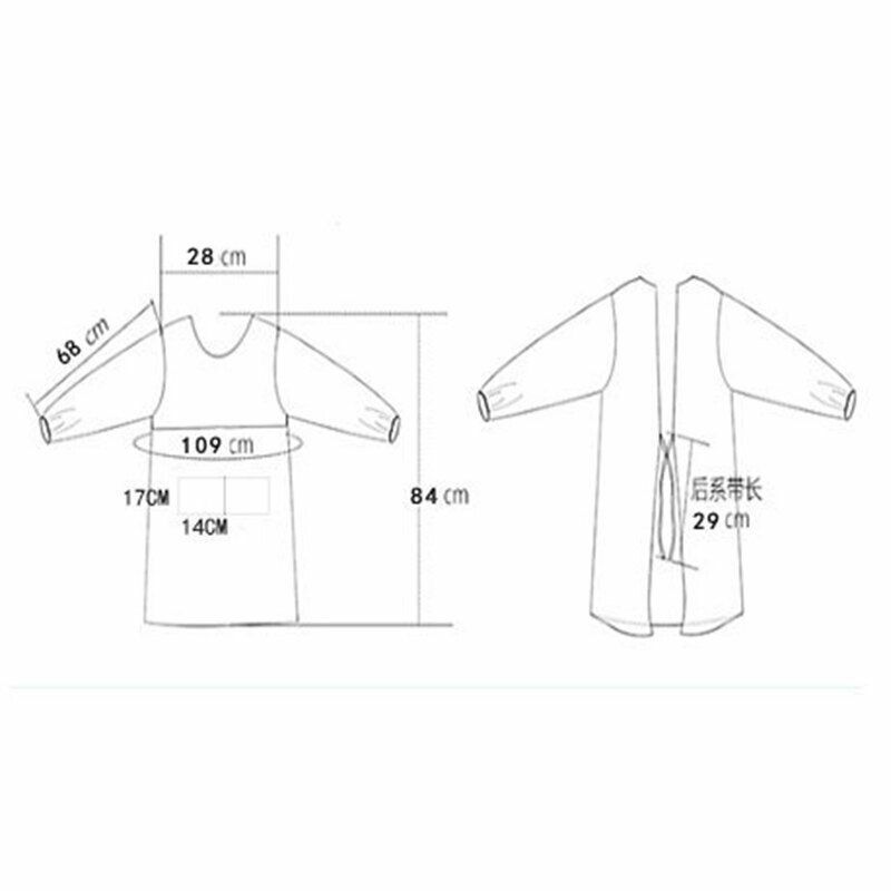 Women Kitchen Apron Long Sleeve Cooking Baking Workwear Bib Polyester 68x46x30cm