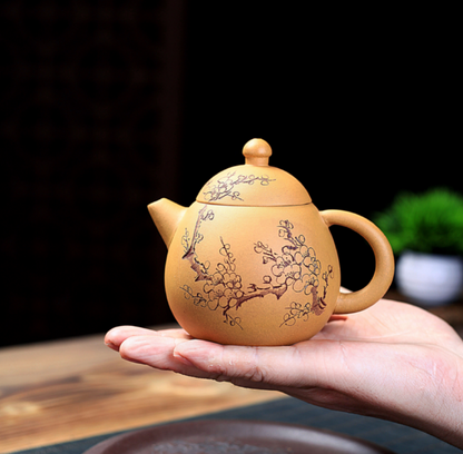 Yixing zishahu raw ore gold section mud plum blossom dragon egg handmade teapot