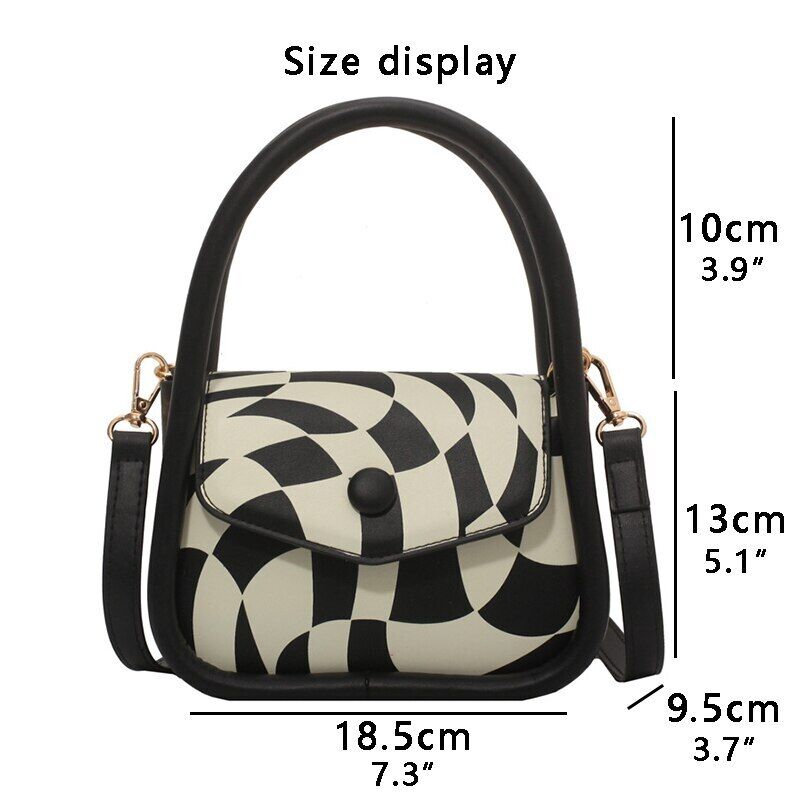 Handbag Women PU Leather Shoulder Bags Ladies Twisted Plaid Printing Flap Bag