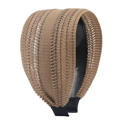 Women Headband Cloth 3 Inch Wide W/ Teeth Non-Slip Hairpin All-Matching Headwear