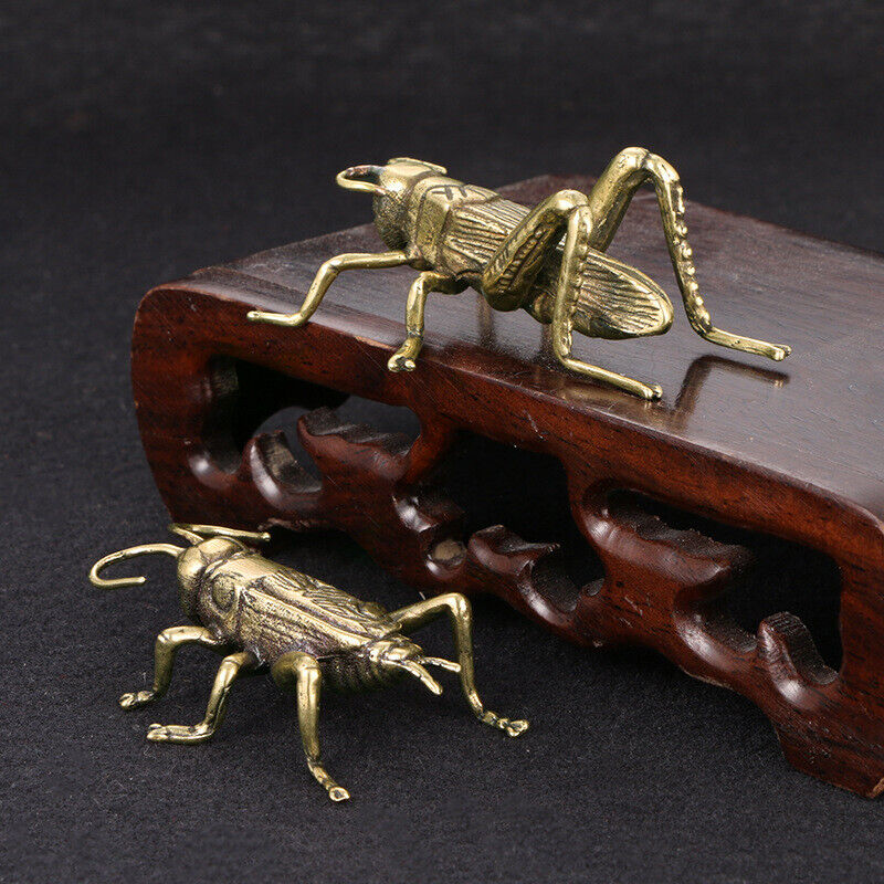 A Pair of Collectible Solid Pure Copper Brass Old Cricket Tea Pet Crafts