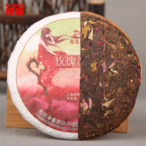 Rose Flavored Tea Healthy Pressed Tea Yunnan Organic Ripper Puer Tea100g-
