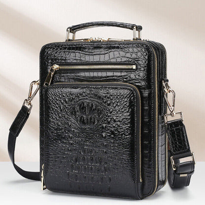 Handcrafted Crocodile Skin Leather 12" Men's Luxury Shoulder/Messenger Handbags