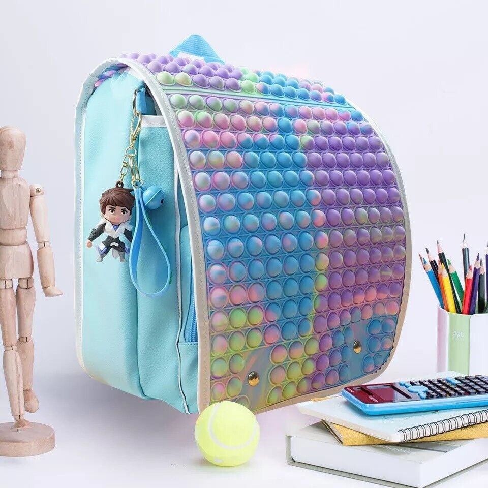 Fidget Pop-On-It Rainbow Backpack for School,Toy bag Kids,Adult Antistress Popit