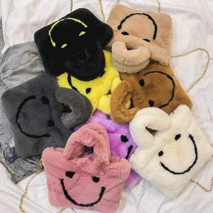 Women Handbag Buckle Shoulder Bag Cute Soft Ladies Faux Fur Bag Party Little 1PC