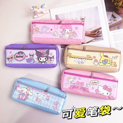 Student Kuromi Pencil Bag Double Grid Zipper Bag Stationery Bag Storage Bag