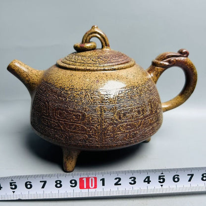 Vintage Chinese Yixing Purple Clay Teapot Zisha Ceremony Carving Collectible Art
