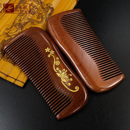 Natural Wooden Hair Comb Red Sandal Wood Comb Fine Toothed Comb Massage Brush