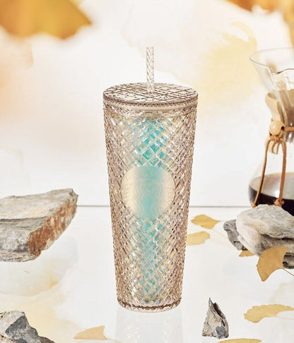 2023 New Starbucks Autumn Milky Tea Champagne Gold Jewel 24oz Cups Tumbler Gifts