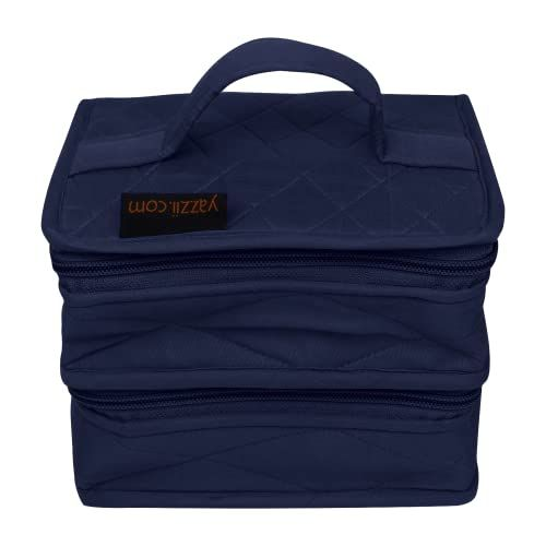 Yazzii Double Petite Craft Organizer Bag - Portable Storage Navy