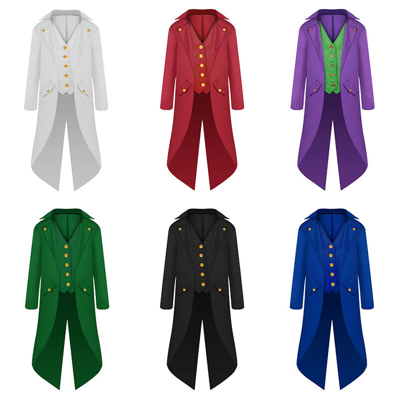 Kids Retro Halloween Cosplay Party Costume Steampunk Tailcoat Fake Two Piece