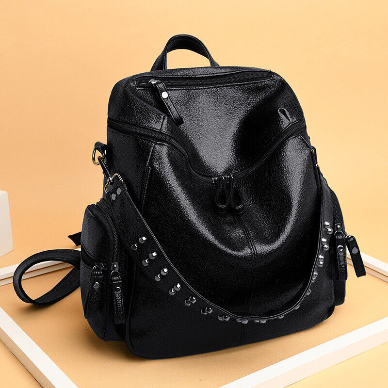 Women's Ladies Leather Backpack Purse Anti-Theft Rucksack Travel Bag Satchel
