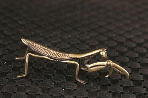 Rare Chinese old bronze handmade mantis Statue figure Tea Pet decoration