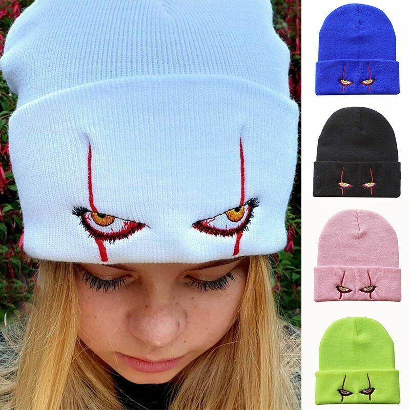 Autumn Winter Hat Knitted Beanies Warm Outdoor Knitted Embroidered Dome Knit 1PC