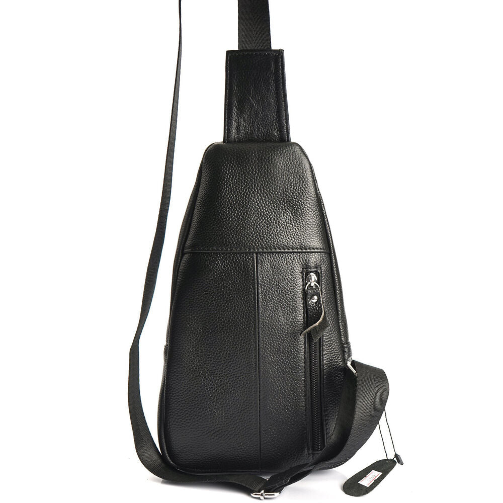 100% Genuine Leather Mens Crocodile Pattern Sling Backpack Crossbody Bag Daypack