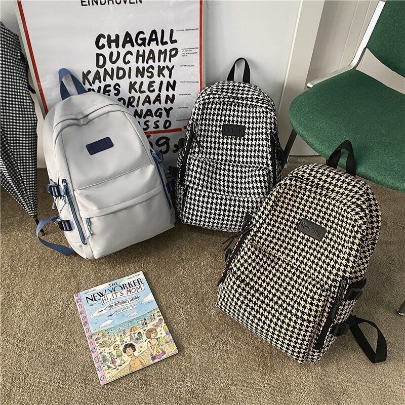 Women's Knit Backpack Ladies School Bag Female College Pattern Backpack
