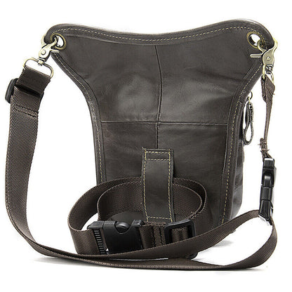 Motorcycle Outdoor Genuine Leather Drop Leg Bag Tactical Thigh Waist Fanny Pack