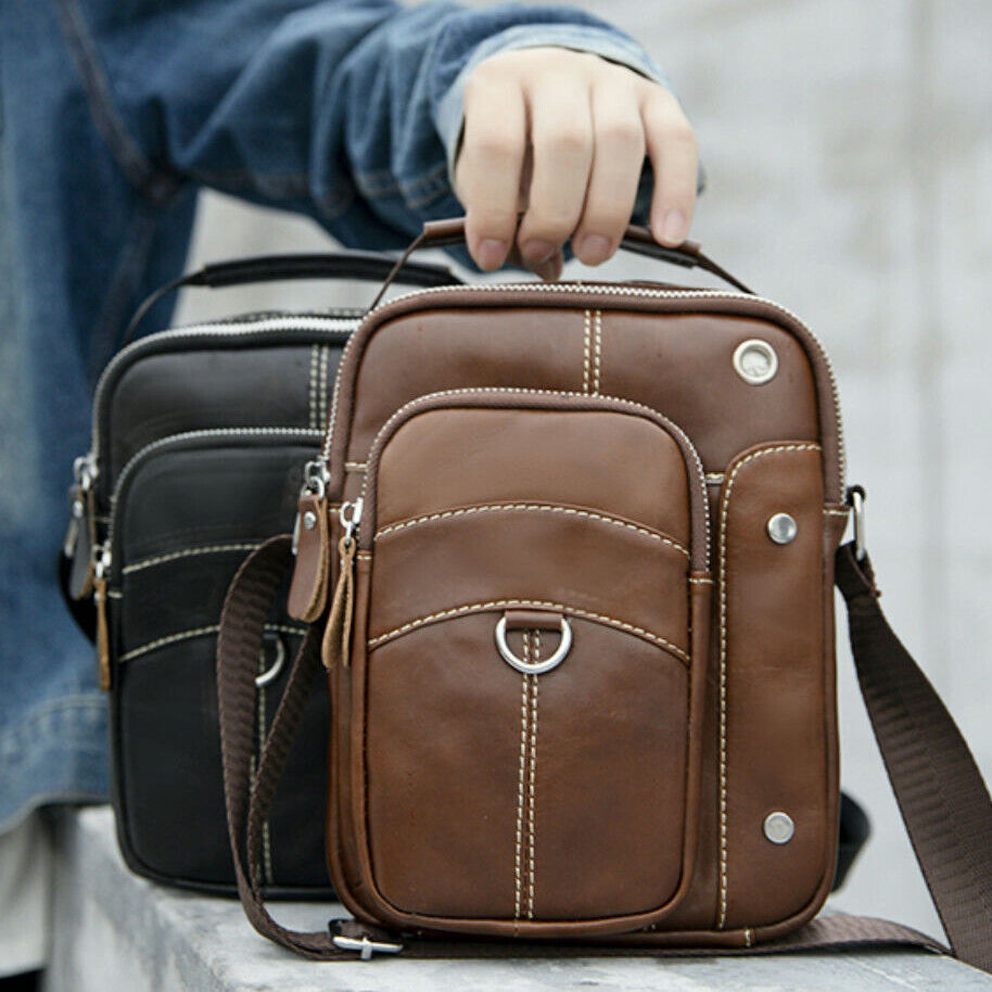 Men's Genuine Leather Small Shoulder Bag Messenger Bag Handbags Crossbody Bags