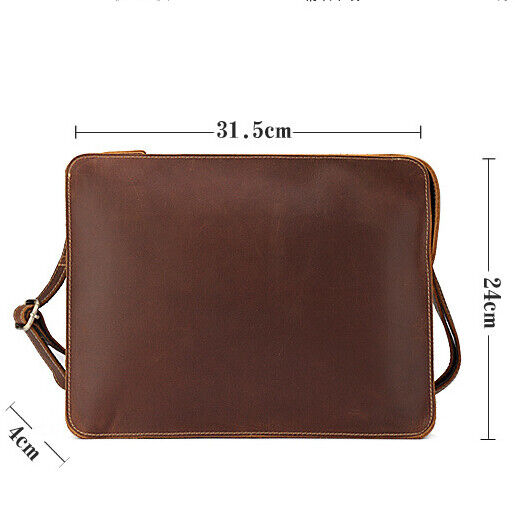 Crazy Horse Leather Business 12" Briefcase Mens Clutch Envelope Bag Shoulder Bag