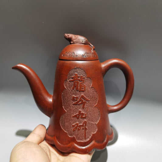 vintage chinese yixing purple clay teapot zisha ceremony carving collectible art