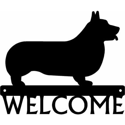 Welsh Corgi Dog Welcome Sign Ornaments Wall Stickers Shape Decoration Artwork