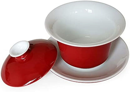 Porcelain Gaiwan 5oz/150ml Teacup Chinese Cover Bowl Tea Cup Lid Saucer Set