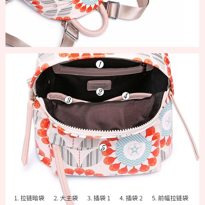 Backpack Women's Small Bag Travel Leisure Trend Floral Design Style
