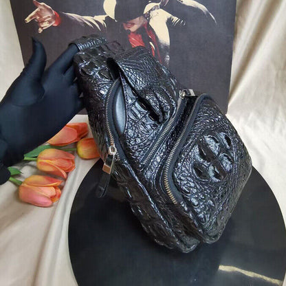 Handcrafted Nile Crocodile Skin Leather Mens Luxury Crossbody bag Sling Backpack