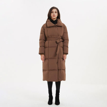 Thick Parkas Women Covered Button Coats Women Belt Long Cotton Jackets Ladies