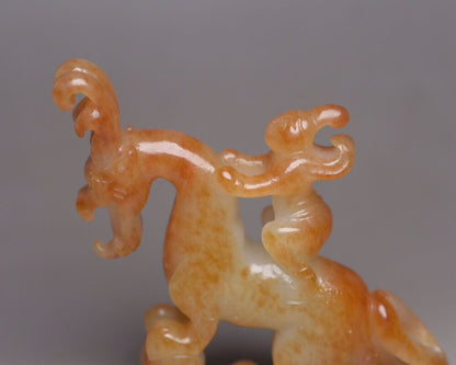Antique Chinese Natural Hetian Jade Hand Carved Exquisite Beast Statue Figurines