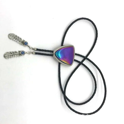 Men Bolo Ties Rope Colorful Triangles Pendant Korean Retro Fashion Shirt Bowties