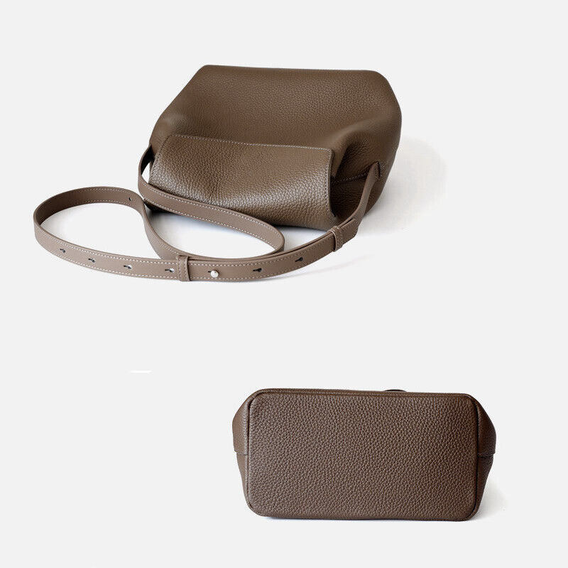 Real Leather Flap Bucket Shoulder Bag Purse Fashion Handbag Crossbody Work Bag
